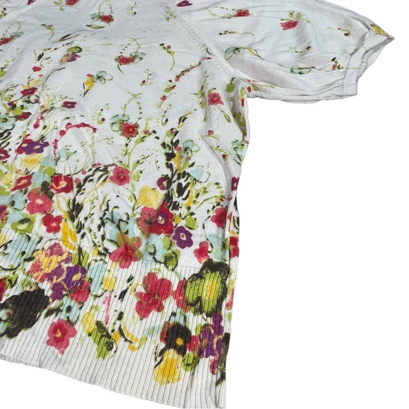 Ann Taylor Loft size Large floral button down short sleeve sweater/cardigan EUC - Picture 10 of 14